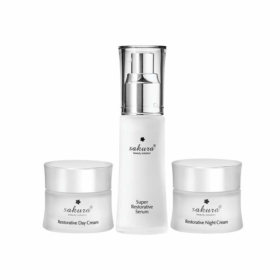 Combo dưỡng phục hồi chống lão hoá da Sakura Restorative Collection