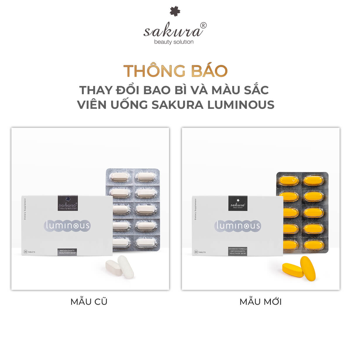 Viên uống trắng da, chống lão hóa và chống nắng cà chua trắng Sakura Luminous